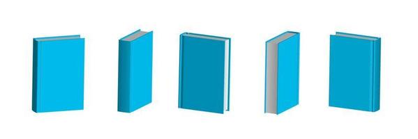 Set of closed blue books in different positions for bookstore vector