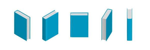 Set of closed blue books in different positions for bookstore vector