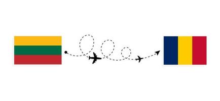 Flight and travel from Lithuania to Chad by passenger airplane Travel concept vector