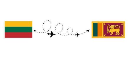 vuelo y viaje desde lituania a sri lanka por concepto de viaje en avión de pasajeros vector