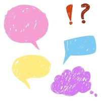 speech bubble hand drawn with pencil strokes, comic clouds vector