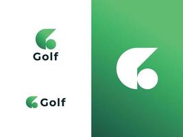 letra g con pelota de golf y icono de bate concepto de diseño de logotipo vector pro