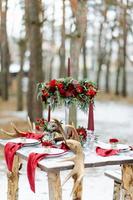 Winter Wedding decor with red roses photo