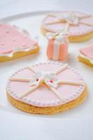 pink cookies on plate photo