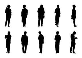 People stand vector set,  Silhouette man and women on white background