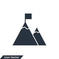 ilustración de vector de logotipo de icono de montaña. montaña con una plantilla de símbolo de bandera para la colección de diseño gráfico y web