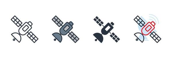 Ilustración de vector de logotipo de icono de satélite. plantilla de símbolo de transmisión para la colección de diseño gráfico y web