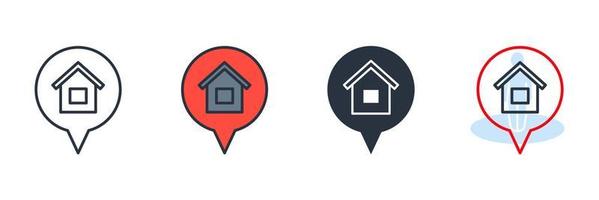 Home Location icon logo vector illustration. address symbol template for graphic and web design collection