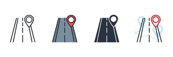 road icon logo vector illustration. road and pin location symbol template for graphic and web design collection