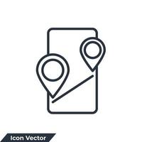 Ilustración de vector de logotipo de icono de gps móvil. plantilla de símbolo de navegación para la colección de diseño gráfico y web