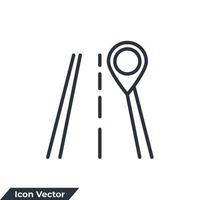 ilustración de vector de logotipo de icono de carretera. plantilla de símbolo de ubicación de carretera y pasador para la colección de diseño gráfico y web