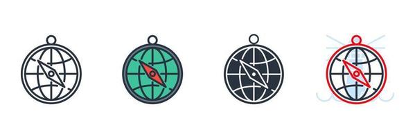 compass icon logo vector illustration. globe compass symbol template for graphic and web design collection