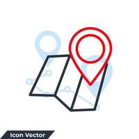 ilustración de vector de logotipo de icono de ubicación de mapa. plantilla de símbolo de pin de navegador para la colección de diseño gráfico y web