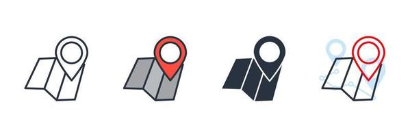 ilustración de vector de logotipo de icono de ubicación de mapa. plantilla de símbolo de pin de navegador para la colección de diseño gráfico y web