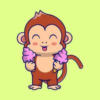 Cute monkey holding ice creams