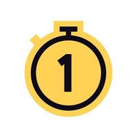 Countdown timer and stopwatch yellow symbol flat vector illustration.