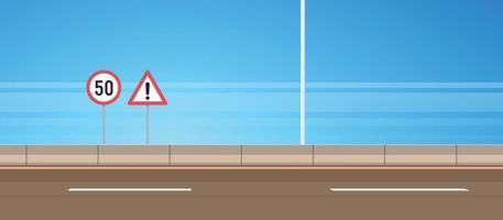 Highway asphalt road and modern style city road outdoor design flat vector illustration.