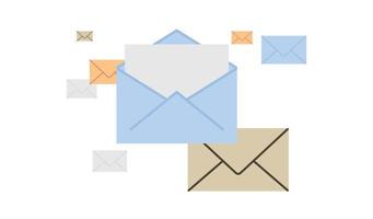 Email inbox message and new unread mail business communication flat vector illustration.