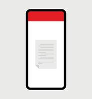 Document on smartphone and paper scan flat vector illustration.