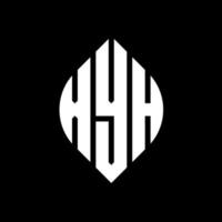 XYH circle letter logo design with circle and ellipse shape. XYH ellipse letters with typographic style. The three initials form a circle logo. XYH Circle Emblem Abstract Monogram Letter Mark Vector. vector