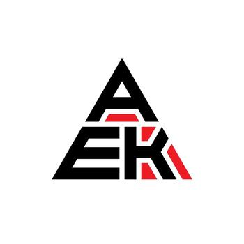 AEK triangle letter logo design with triangle shape. AEK triangle logo design monogram. AEK triangle vector logo template with red color. AEK triangular logo Simple, Elegant, and Luxurious Logo.