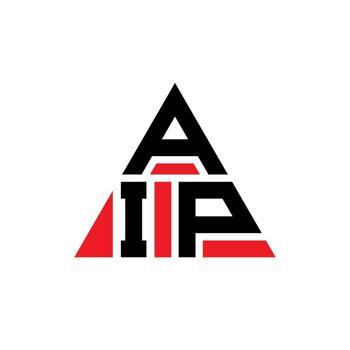 AIP triangle letter logo design with triangle shape. AIP triangle logo design monogram. AIP triangle vector logo template with red color. AIP triangular logo Simple, Elegant, and Luxurious Logo.