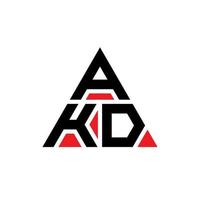 akd diseño de logotipo de letra triangular con forma de triángulo. monograma de diseño de logotipo de triángulo akd. plantilla de logotipo de vector de triángulo akd con color rojo. logo triangular akd logo simple, elegante y lujoso.