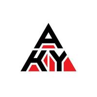 diseño de logotipo de letra triangular aky con forma de triángulo. monograma de diseño de logotipo de triángulo aky. plantilla de logotipo de vector de triángulo aky con color rojo. logotipo triangular aky logotipo simple, elegante y lujoso.