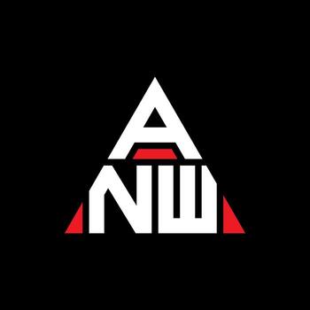 ANW triangle letter logo design with triangle shape. ANW triangle logo design monogram. ANW triangle vector logo template with red color. ANW triangular logo Simple, Elegant, and Luxurious Logo.