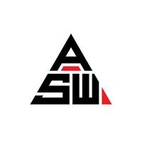 ASW triangle letter logo design with triangle shape. ASW triangle logo design monogram. ASW triangle vector logo template with red color. ASW triangular logo Simple, Elegant, and Luxurious Logo.