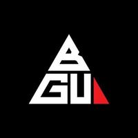 BGU triangle letter logo design with triangle shape. BGU triangle logo design monogram. BGU triangle vector logo template with red color. BGU triangular logo Simple, Elegant, and Luxurious Logo.