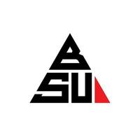 BSU triangle letter logo design with triangle shape. BSU triangle logo design monogram. BSU triangle vector logo template with red color. BSU triangular logo Simple, Elegant, and Luxurious Logo.