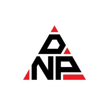 DNP triangle letter logo design with triangle shape. DNP triangle logo design monogram. DNP triangle vector logo template with red color. DNP triangular logo Simple, Elegant, and Luxurious Logo.