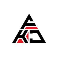 FKJ triangle letter logo design with triangle shape. FKJ triangle logo design monogram. FKJ triangle vector logo template with red color. FKJ triangular logo Simple, Elegant, and Luxurious Logo.
