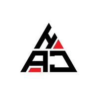 HAJ triangle letter logo design with triangle shape. HAJ triangle logo design monogram. HAJ triangle vector logo template with red color. HAJ triangular logo Simple, Elegant, and Luxurious Logo.