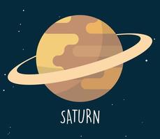 Saturn planet and simple sphere on space background flat vector illustration.