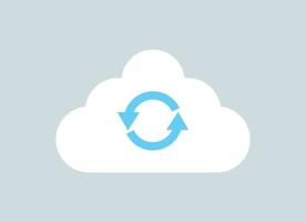 Cloud server synchronizing and datacenter flat vector illustration.