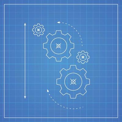 Architectural blueprint and horizontal technical drawing flat illustration.
