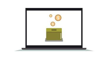 Moneybox and investing fund savings, saving coins, donation concept flat vector illustration.