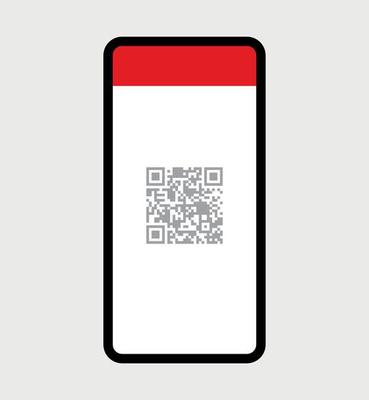 Scanning qr code on smartphone screen and digital technology flat vector illustration.