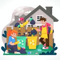 Take Care Of The Environment And Clean Up Trash vector