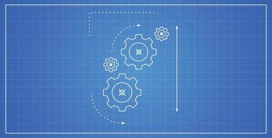 Architectural blueprint and horizontal technical drawing flat illustration. vector