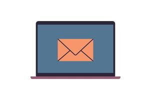 Email and email inbox message mail business communication flat vector illustration.