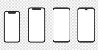 Smartphone mockup concept and device different models front view flat vector illustration.