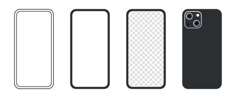 Smartphone mockup concept and device simple models front view flat vector illustration.