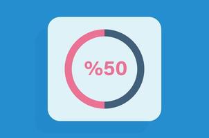 Load status icon and process the data circle percentage diagram flat vector illustration.