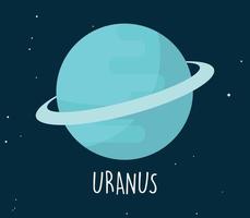 Uranus planet and simple sphere on space background flat vector illustration.