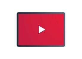 Responsive design play button and video interface on smart devices flat vector illustration.