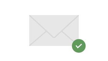 Confirmation sign on email symbol and email reading check simple concept flat vector illustration.