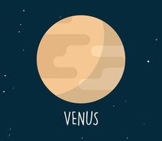 Venus planet and simple sphere on space background flat vector illustration.